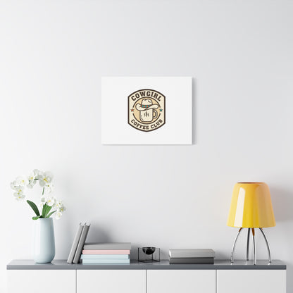 Cowgirl Coffee Club Canvas | Western Badge Typography, Rustic Emblem