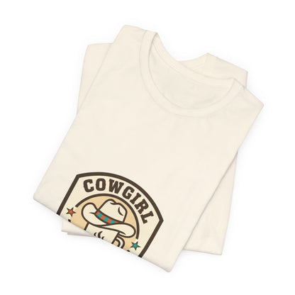 Cowgirl Coffee Club Tee | Western Badge Typography, Rustic Collegiate Shirt