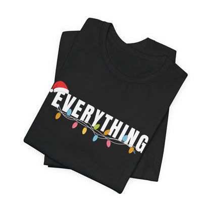 Holiday String Lights T-Shirt — Minimal Christmas Tee with Santa Hat