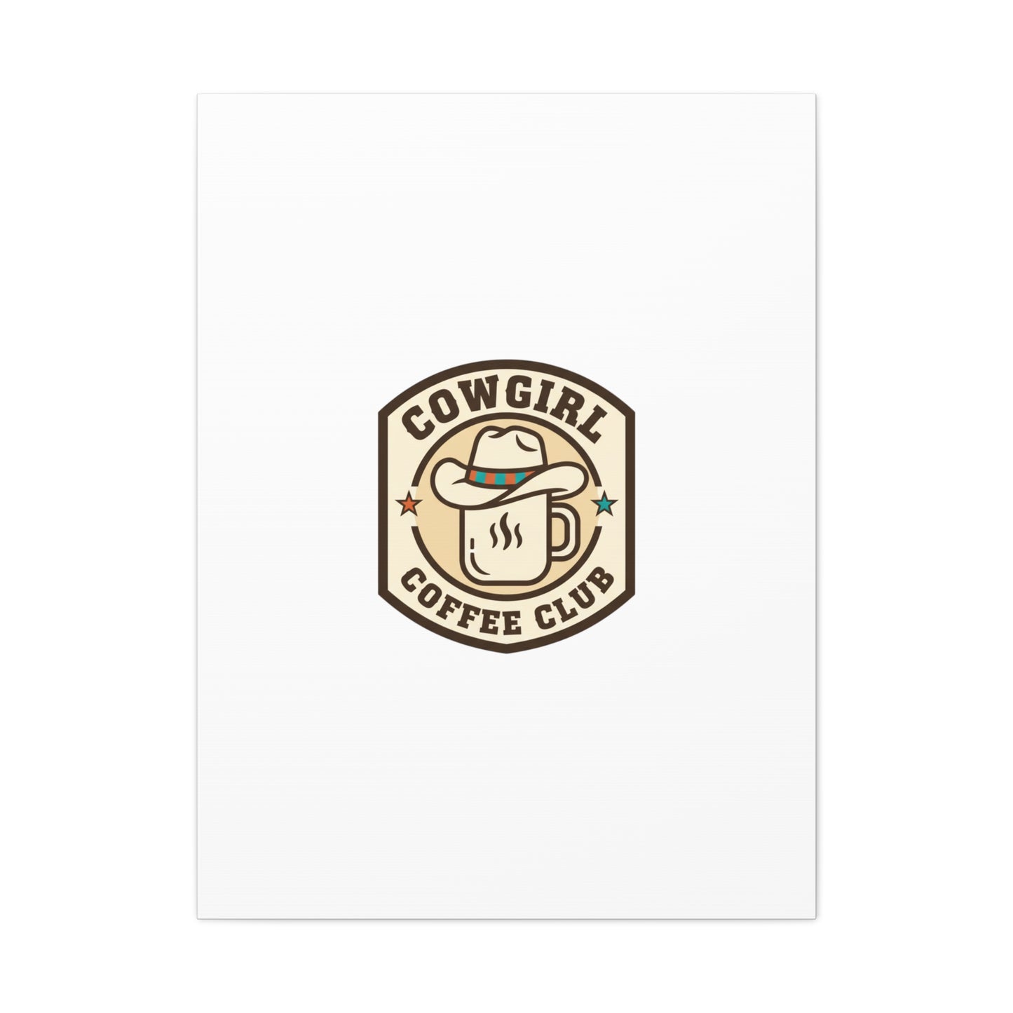 Cowgirl Coffee Club Canvas | Western Badge Typography, Rustic Emblem