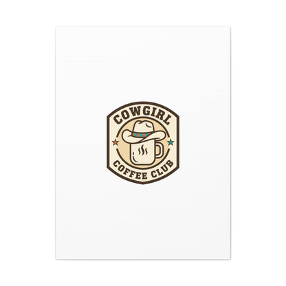 Cowgirl Coffee Club Canvas | Western Badge Typography, Rustic Emblem