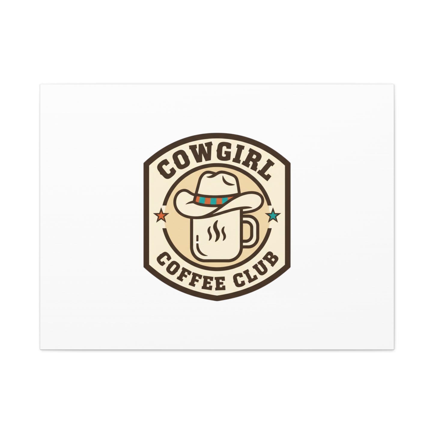 Cowgirl Coffee Club Canvas | Western Badge Typography, Rustic Emblem