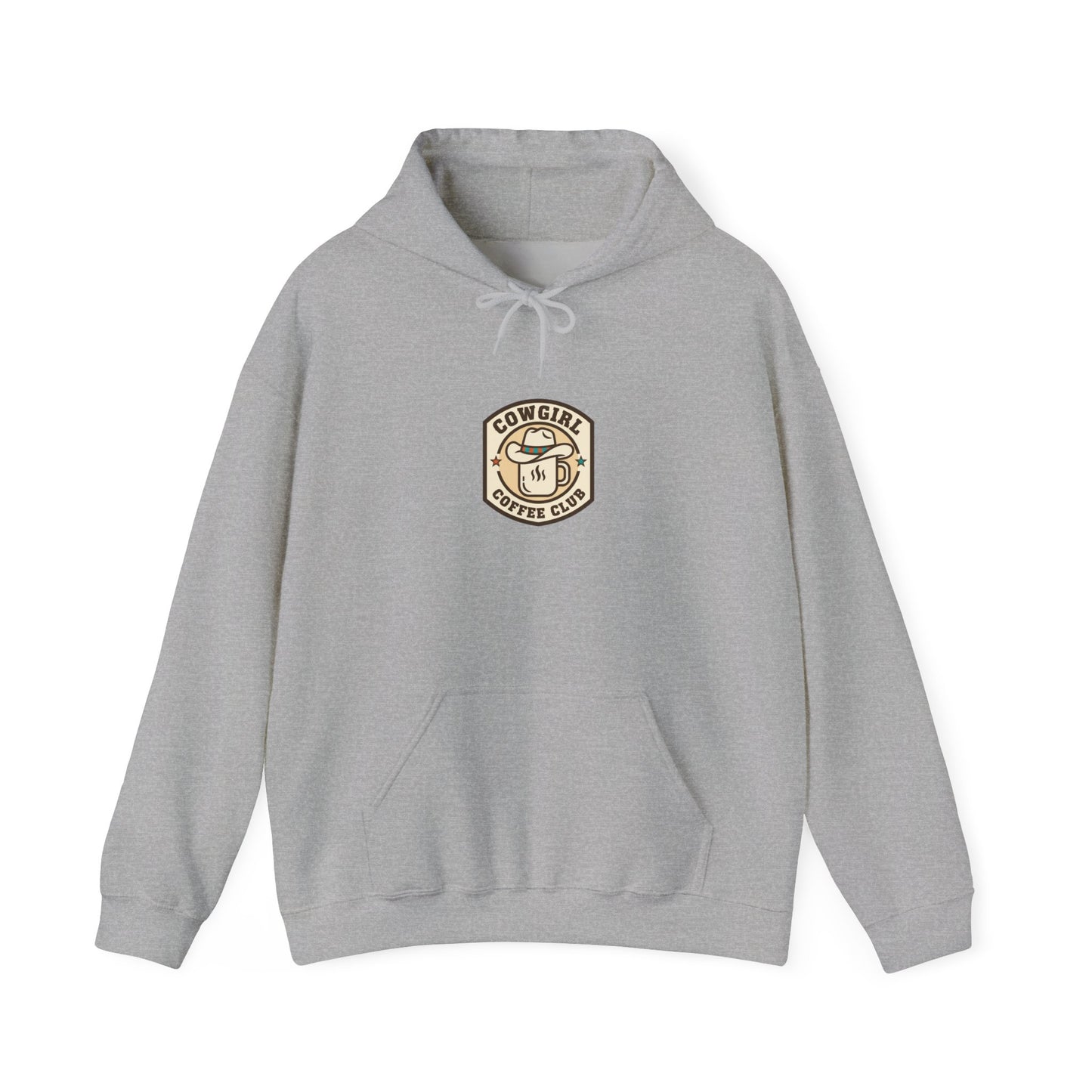 Cowgirl Coffee Club Hoodie | Western Badge Typography, Rustic Collegiate Emblem