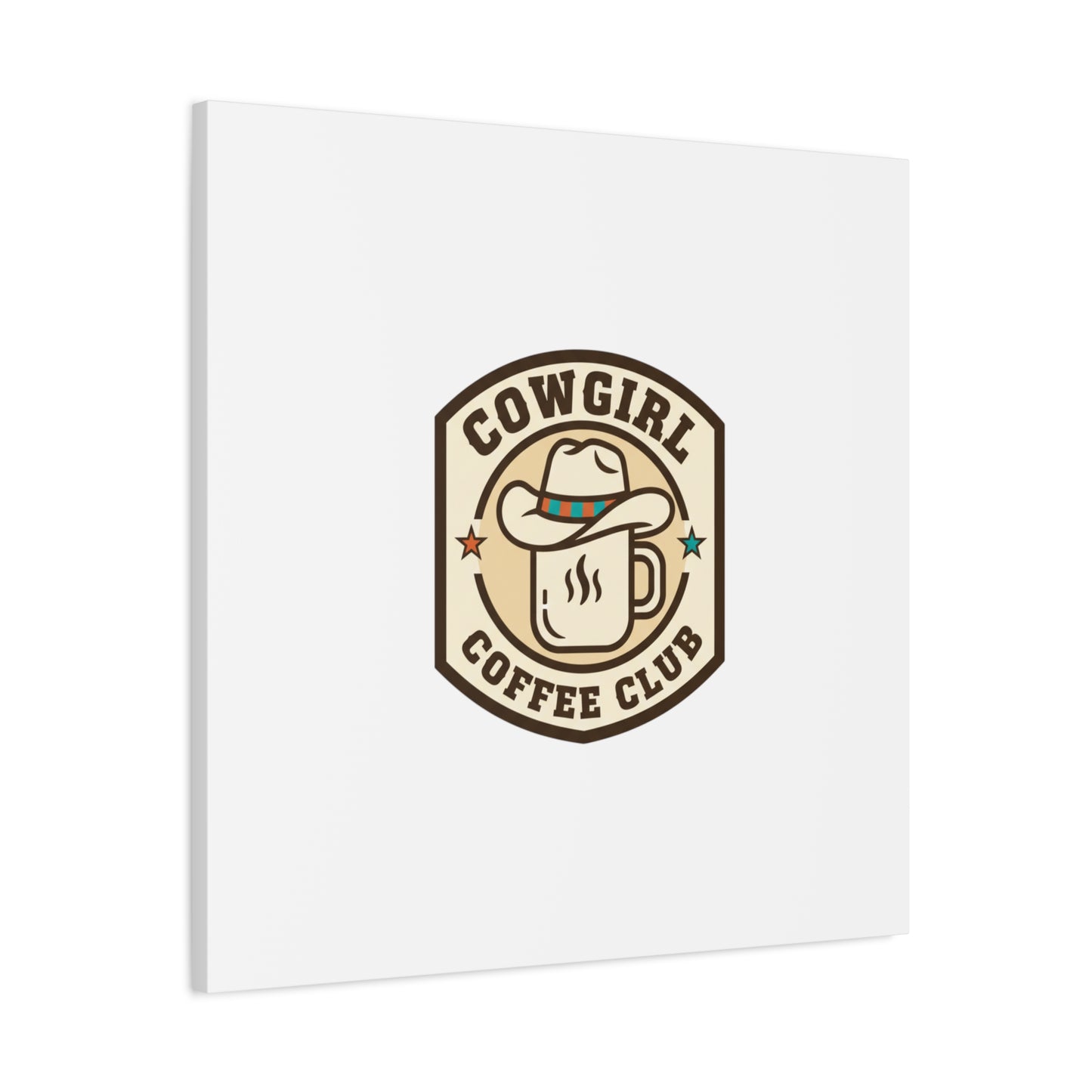 Cowgirl Coffee Club Canvas | Western Badge Typography, Rustic Emblem
