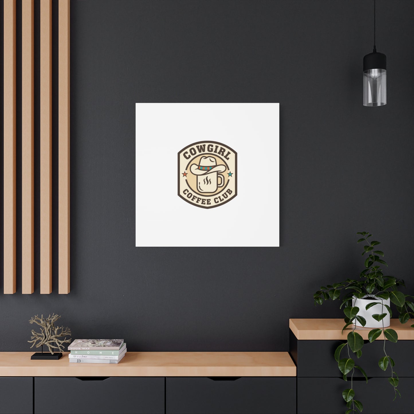 Cowgirl Coffee Club Canvas | Western Badge Typography, Rustic Emblem