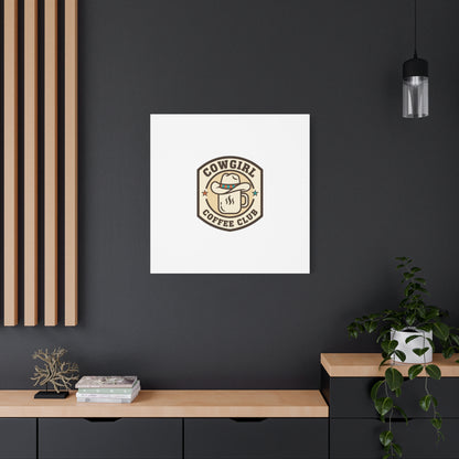 Cowgirl Coffee Club Canvas | Western Badge Typography, Rustic Emblem