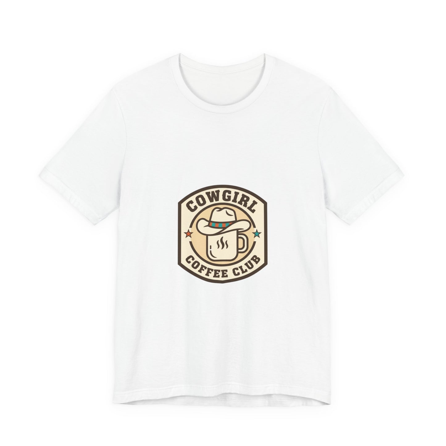 Cowgirl Coffee Club Tee | Western Badge Typography, Rustic Collegiate Shirt