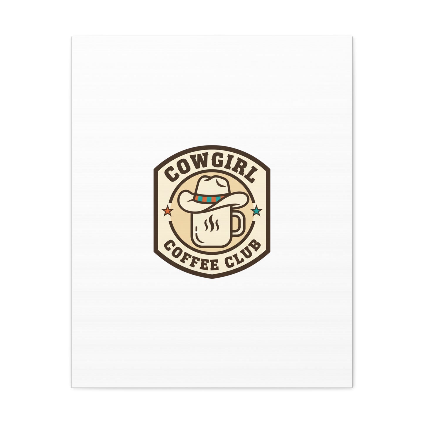 Cowgirl Coffee Club Canvas | Western Badge Typography, Rustic Emblem