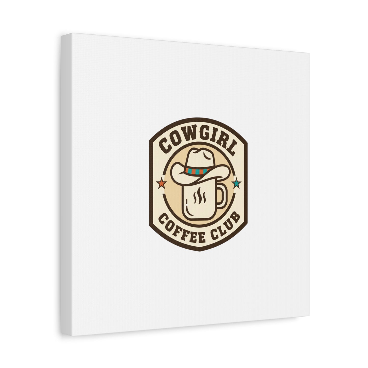 Cowgirl Coffee Club Canvas | Western Badge Typography, Rustic Emblem
