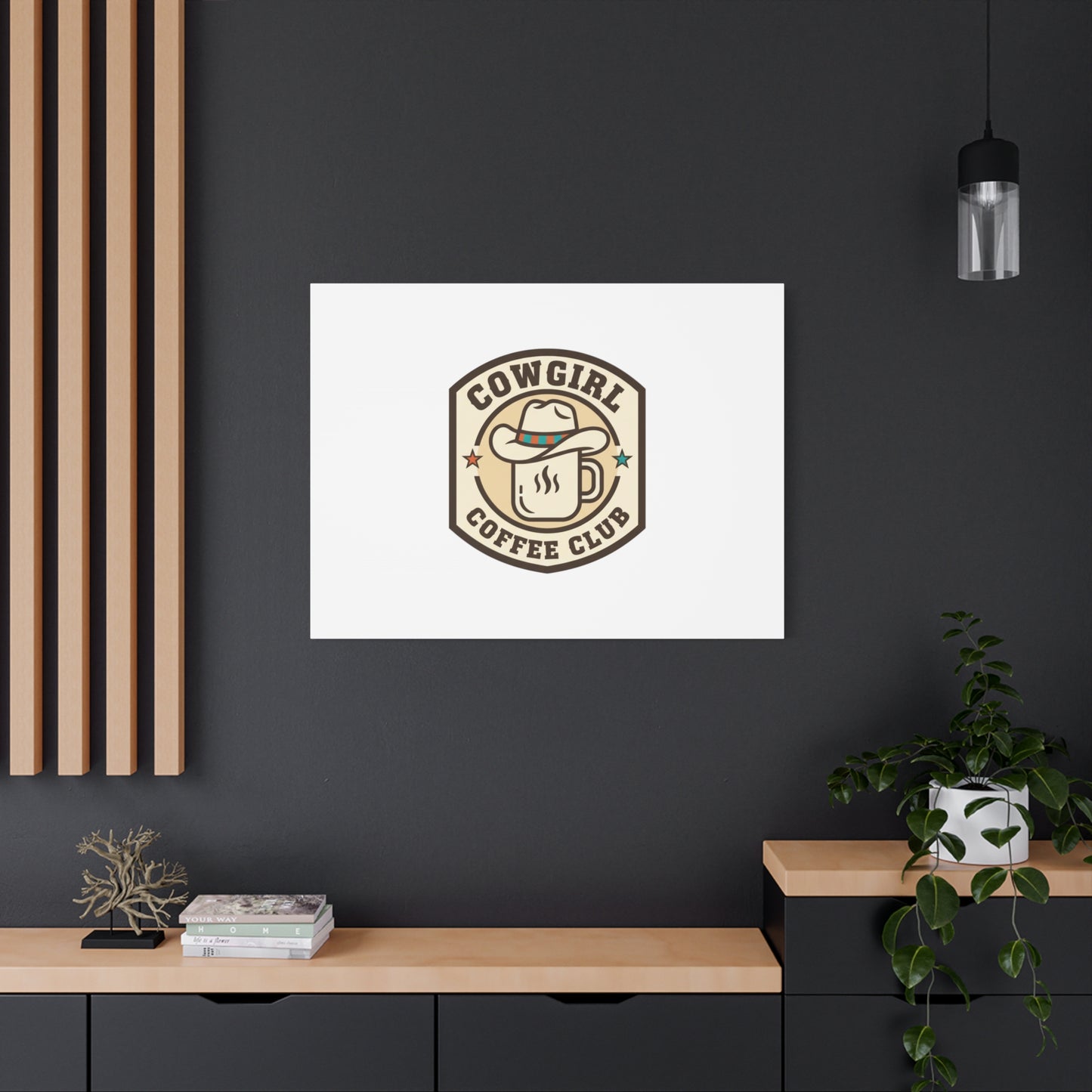 Cowgirl Coffee Club Canvas | Western Badge Typography, Rustic Emblem