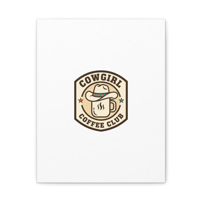 Cowgirl Coffee Club Canvas | Western Badge Typography, Rustic Emblem