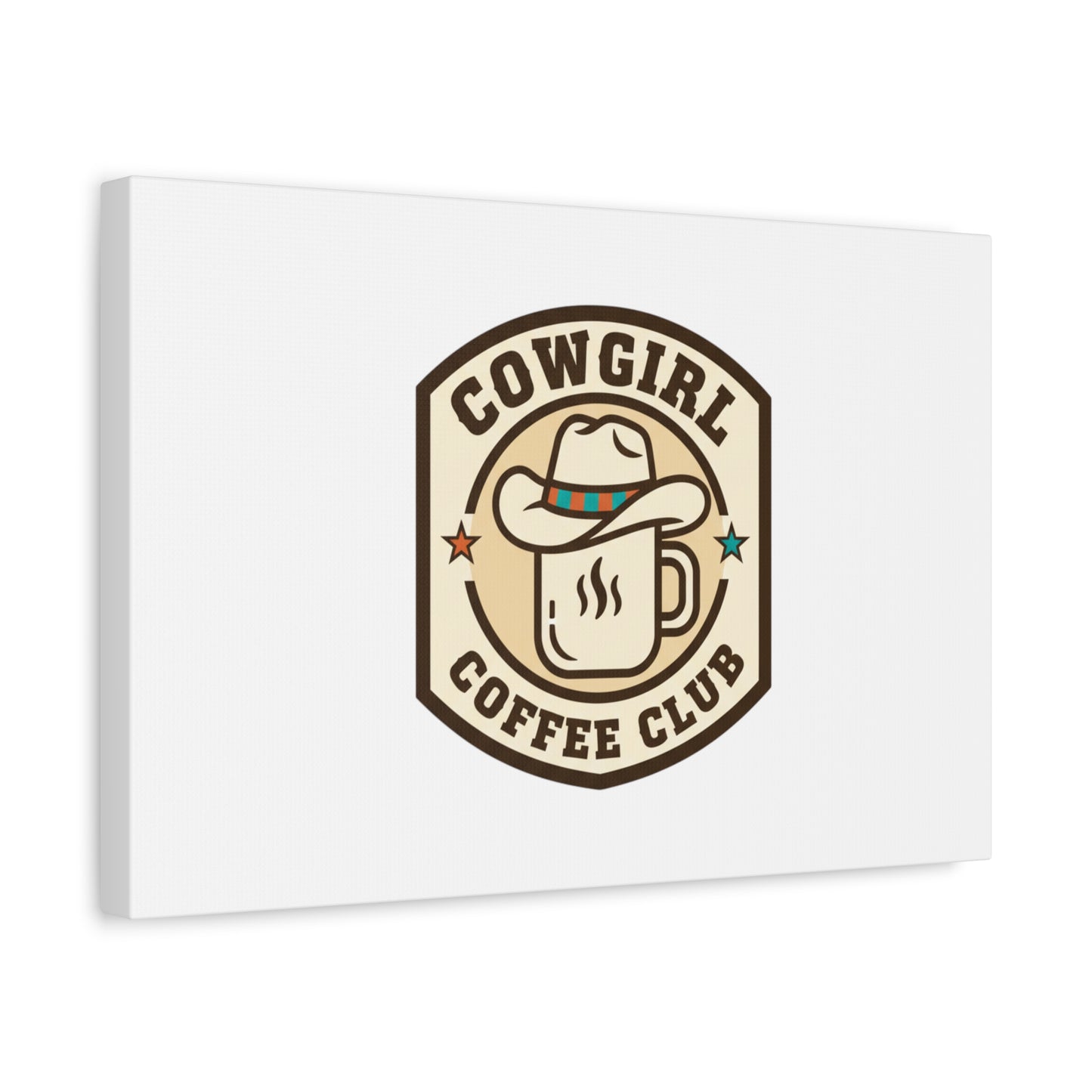 Cowgirl Coffee Club Canvas | Western Badge Typography, Rustic Emblem