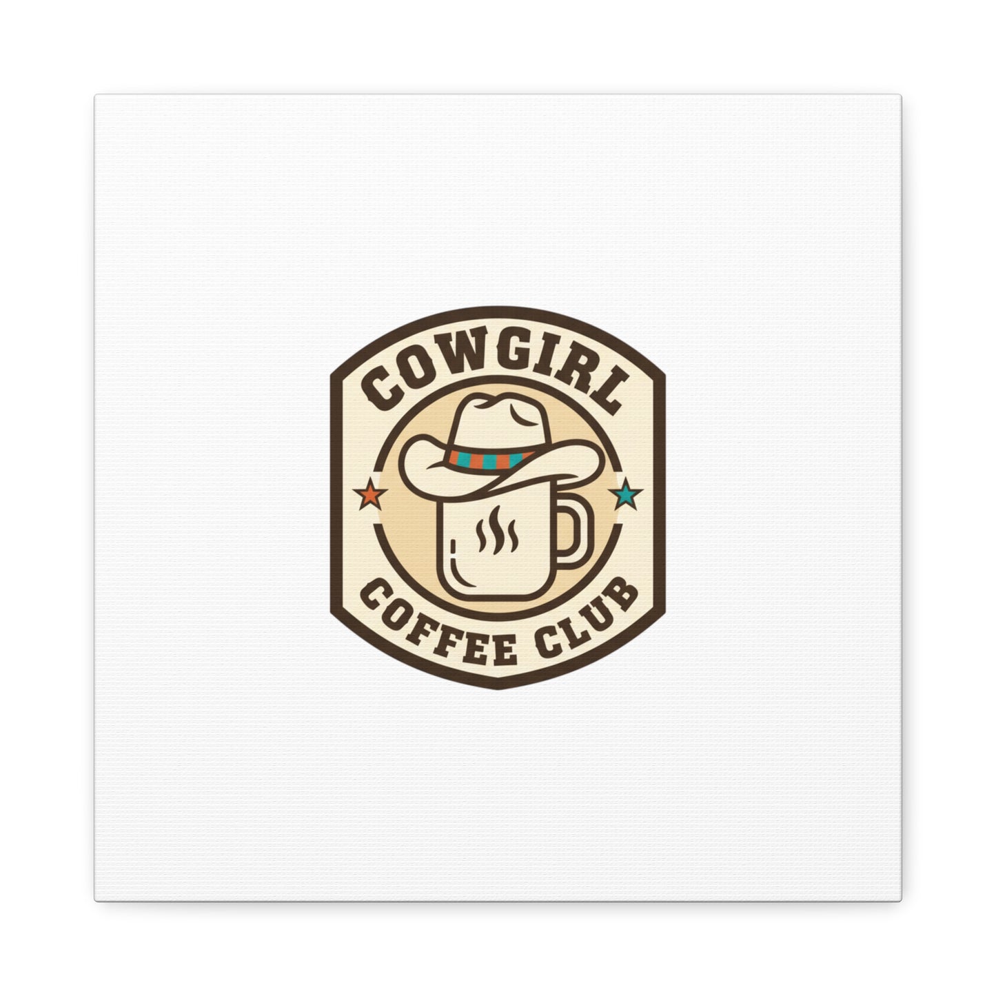 Cowgirl Coffee Club Canvas | Western Badge Typography, Rustic Emblem
