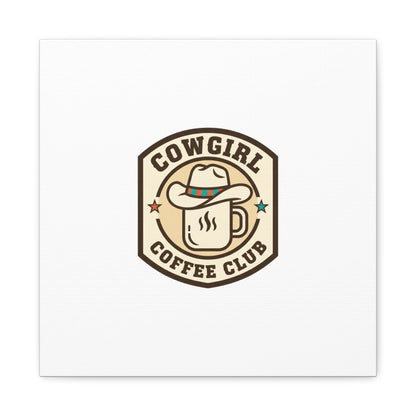 Cowgirl Coffee Club Canvas | Western Badge Typography, Rustic Emblem