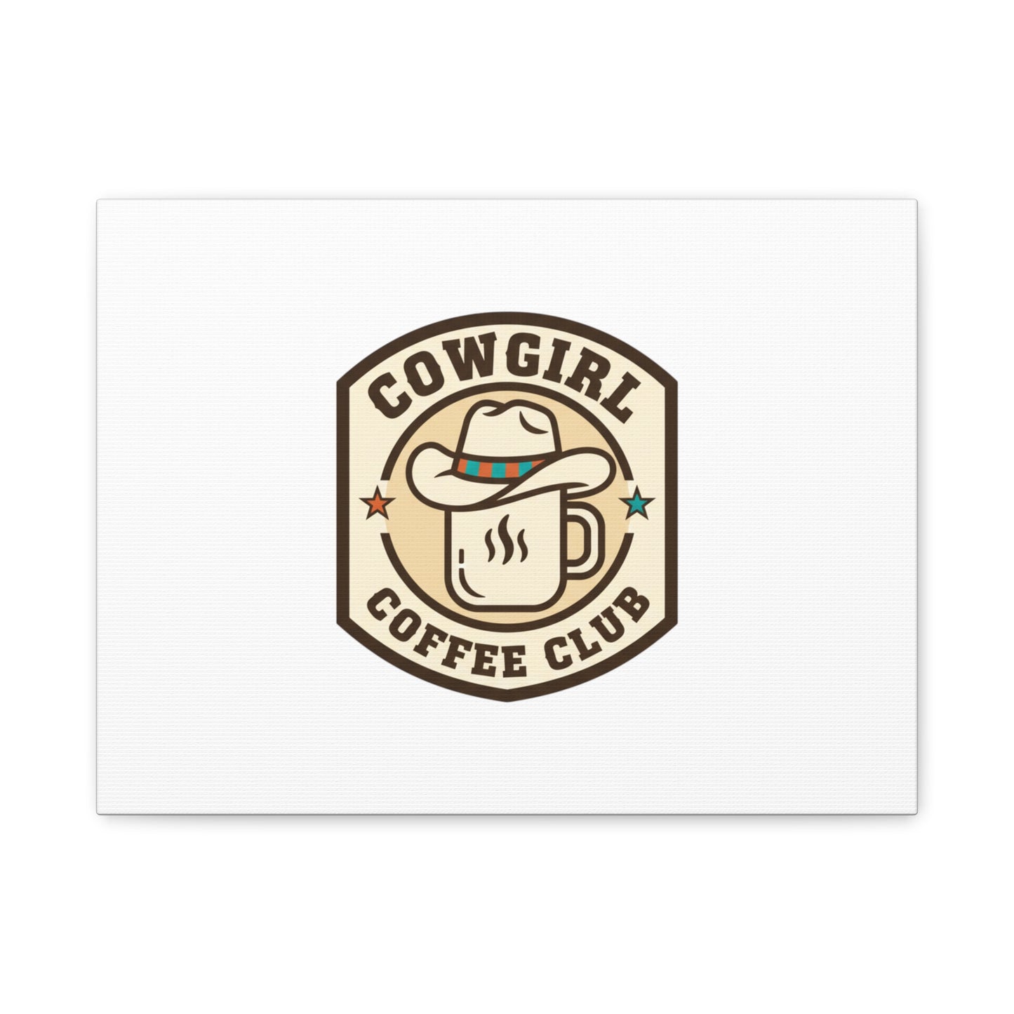 Cowgirl Coffee Club Canvas | Western Badge Typography, Rustic Emblem