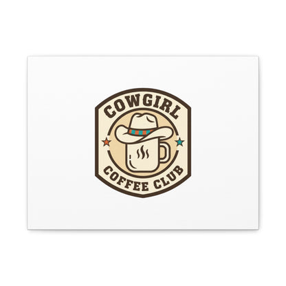 Cowgirl Coffee Club Canvas | Western Badge Typography, Rustic Emblem