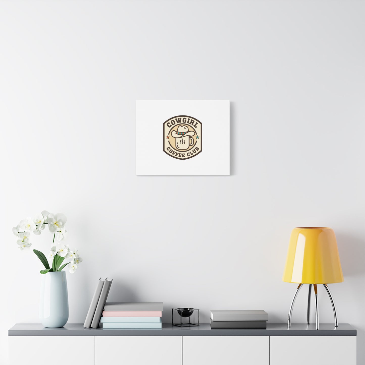 Cowgirl Coffee Club Canvas | Western Badge Typography, Rustic Emblem