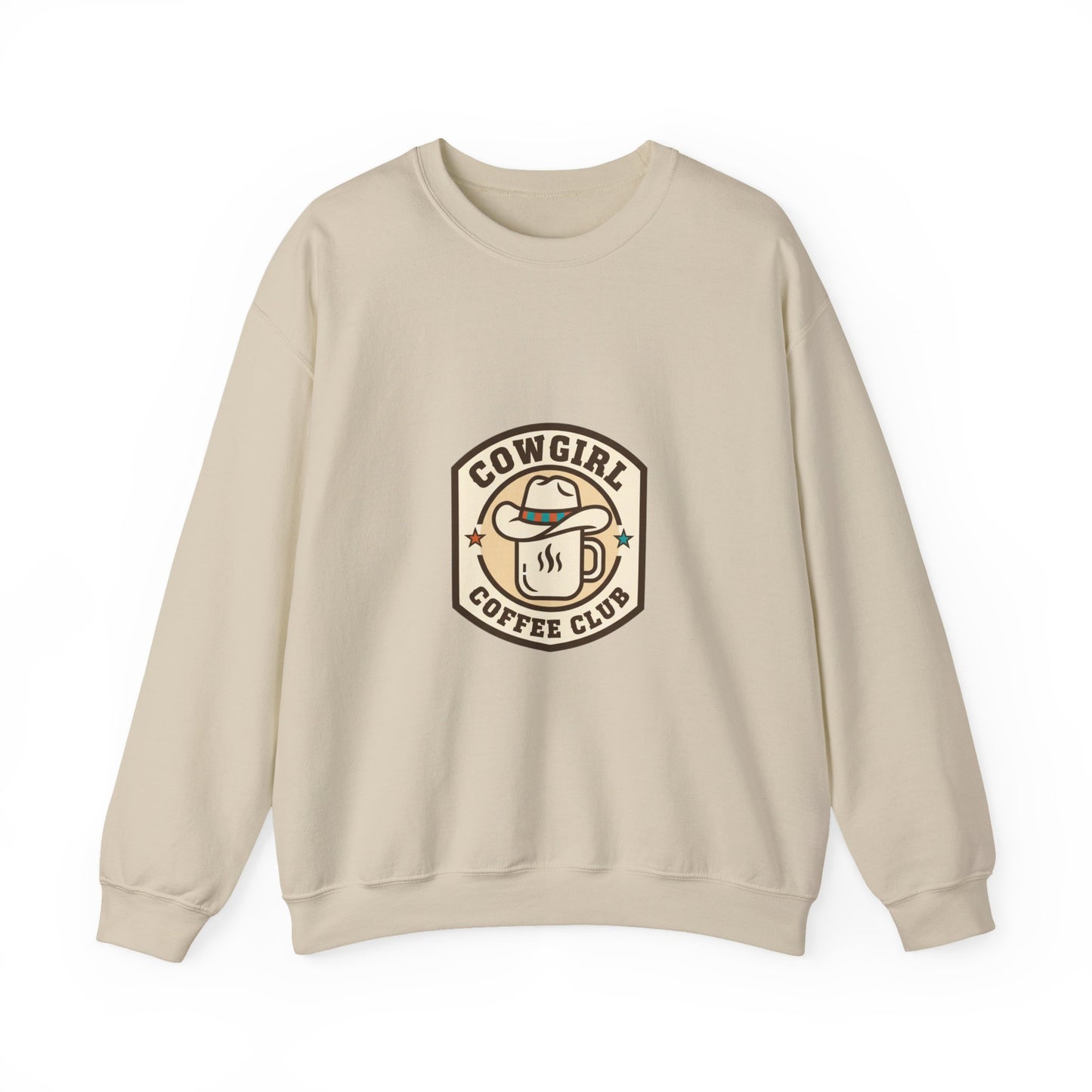 Cowgirl Coffee Club Sweatshirt | Western Badge Typography, Rustic Collegiate Emblem