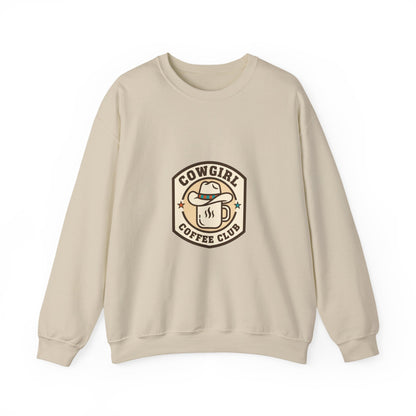 Cowgirl Coffee Club Sweatshirt | Western Badge Typography, Rustic Collegiate Emblem