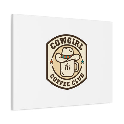 Cowgirl Coffee Club Canvas | Western Badge Typography, Rustic Emblem