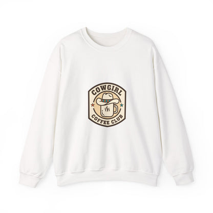 Cowgirl Coffee Club Sweatshirt | Western Badge Typography, Rustic Collegiate Emblem