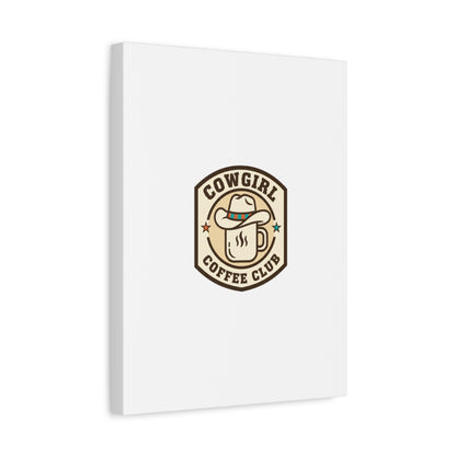 Cowgirl Coffee Club Canvas | Western Badge Typography, Rustic Emblem