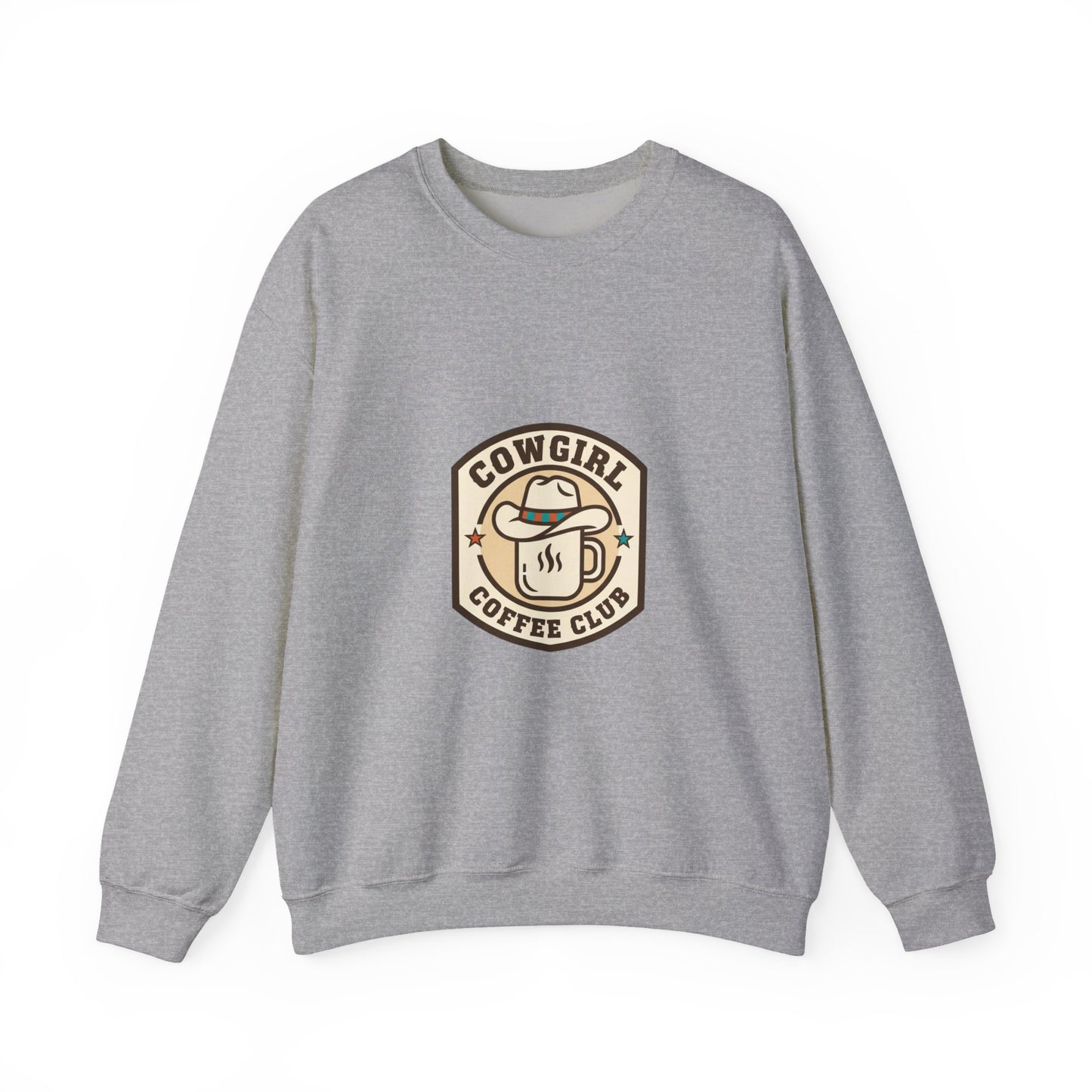 Cowgirl Coffee Club Sweatshirt | Western Badge Typography, Rustic Collegiate Emblem