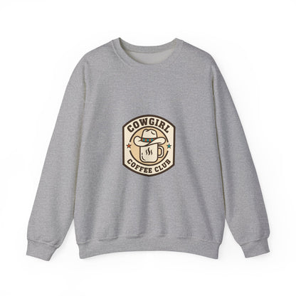 Cowgirl Coffee Club Sweatshirt | Western Badge Typography, Rustic Collegiate Emblem
