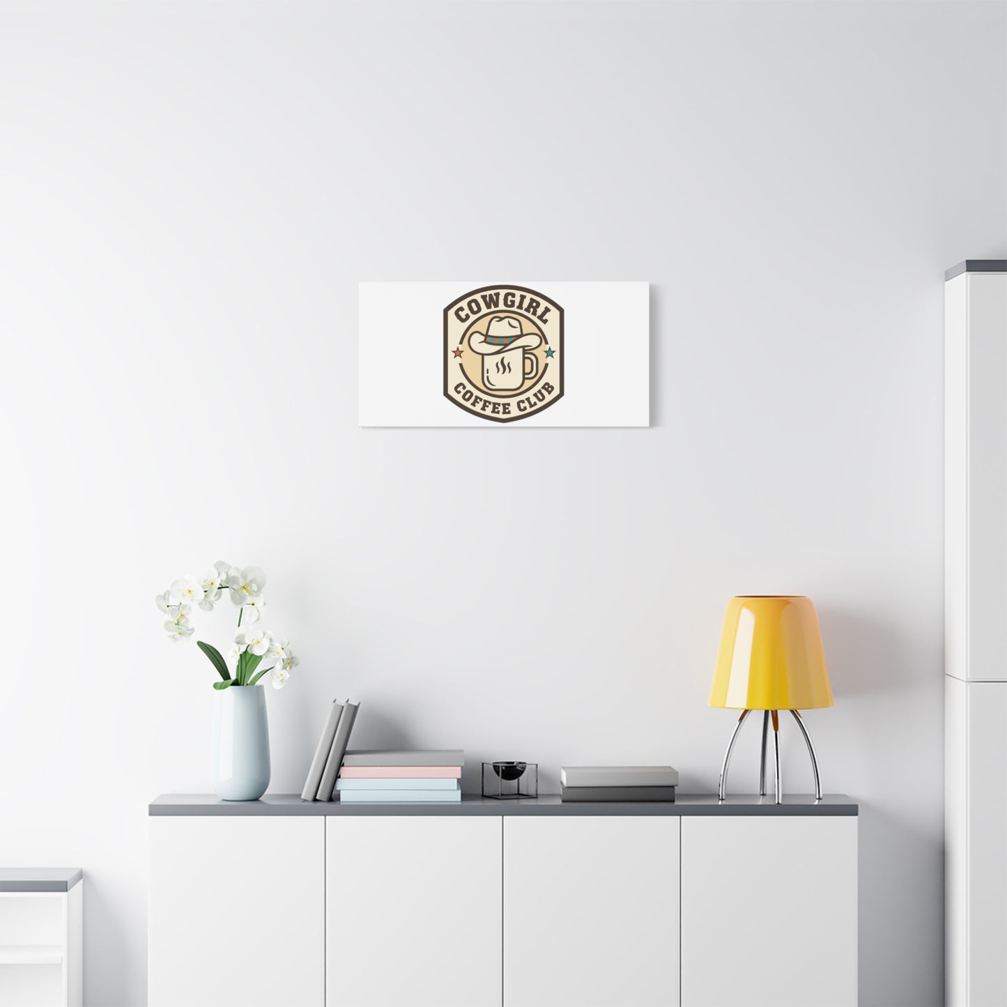 Cowgirl Coffee Club Canvas | Western Badge Typography, Rustic Emblem