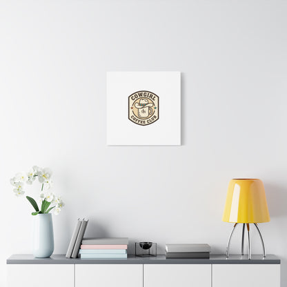 Cowgirl Coffee Club Canvas | Western Badge Typography, Rustic Emblem