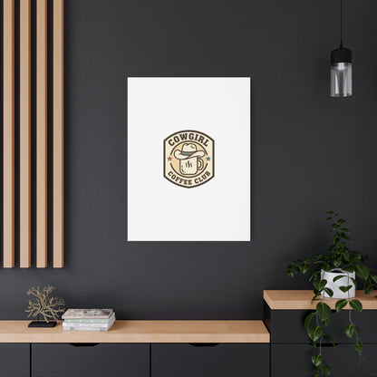 Cowgirl Coffee Club Canvas | Western Badge Typography, Rustic Emblem