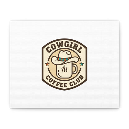 Cowgirl Coffee Club Canvas | Western Badge Typography, Rustic Emblem