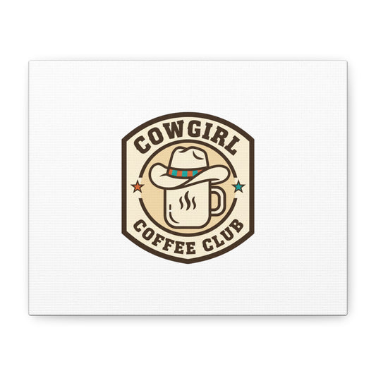Cowgirl Coffee Club Canvas | Western Badge Typography, Rustic Emblem