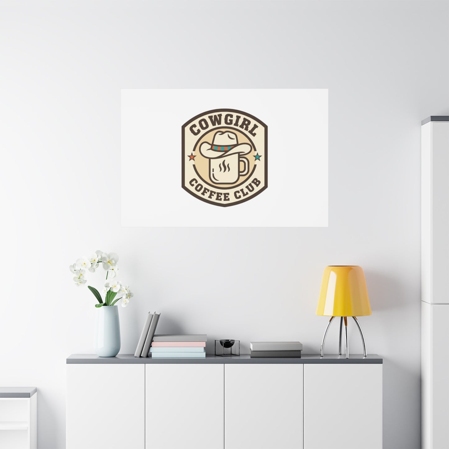 Cowgirl Coffee Club Canvas | Western Badge Typography, Rustic Emblem