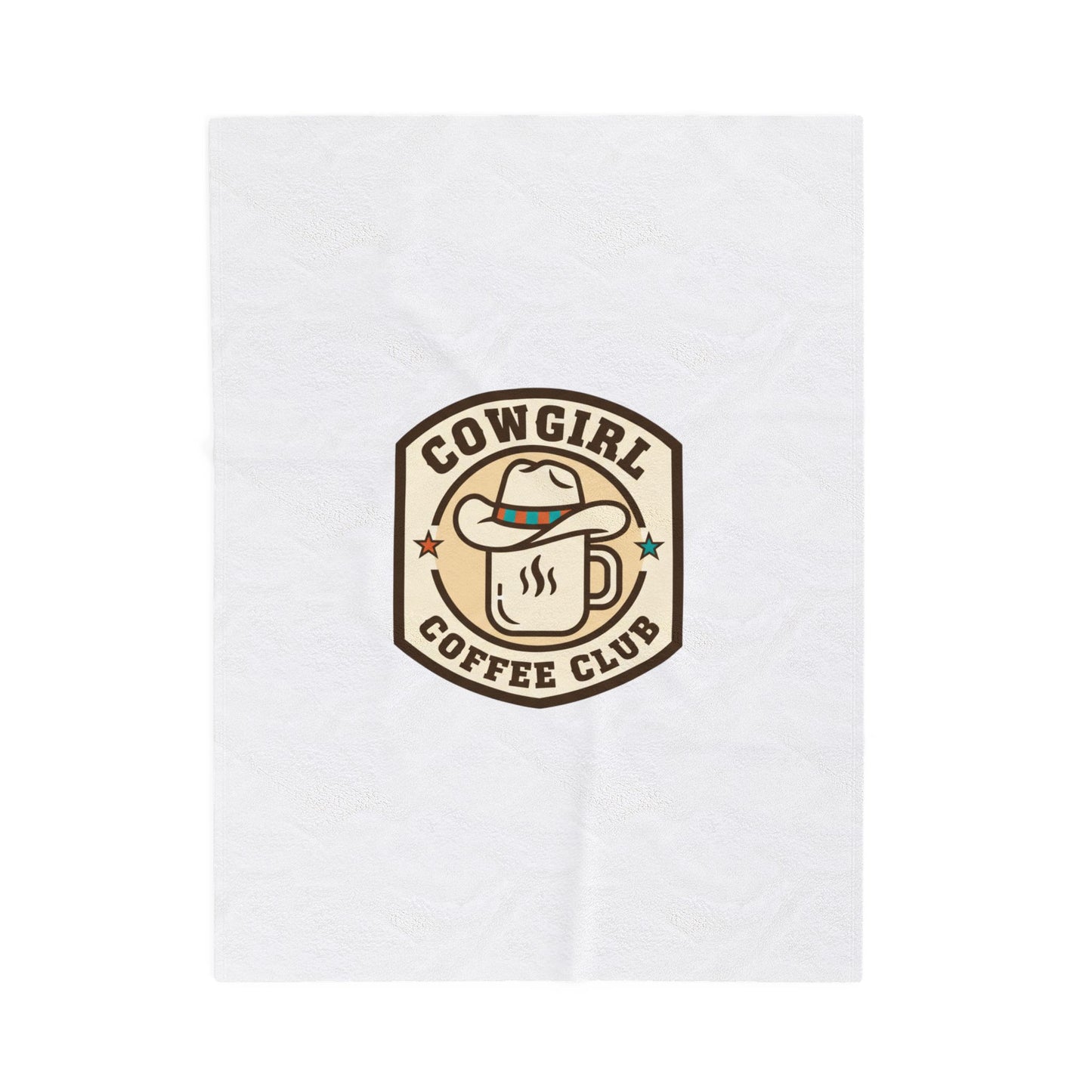 Cowgirl Coffee Club Velveteen Blanket | Western Badge Typography, Rustic Collegiate Emblem