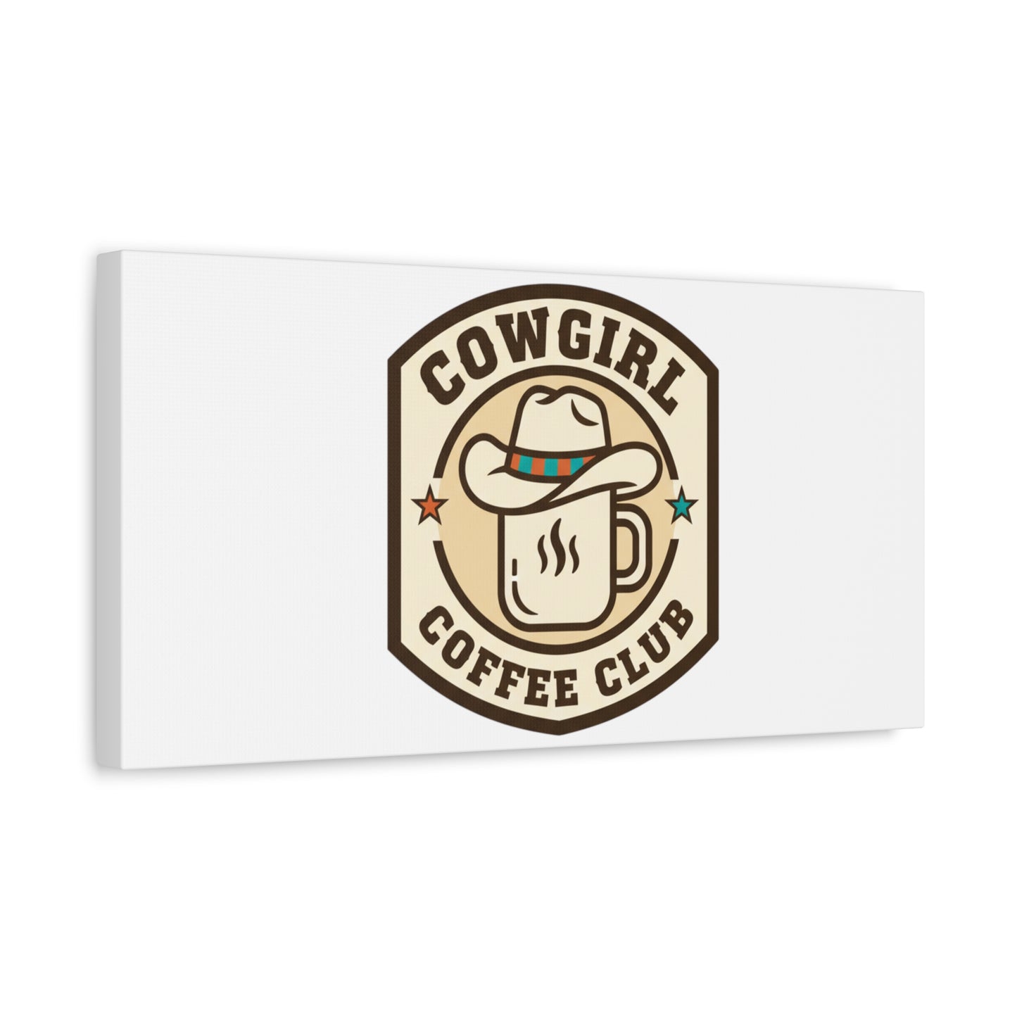 Cowgirl Coffee Club Canvas | Western Badge Typography, Rustic Emblem