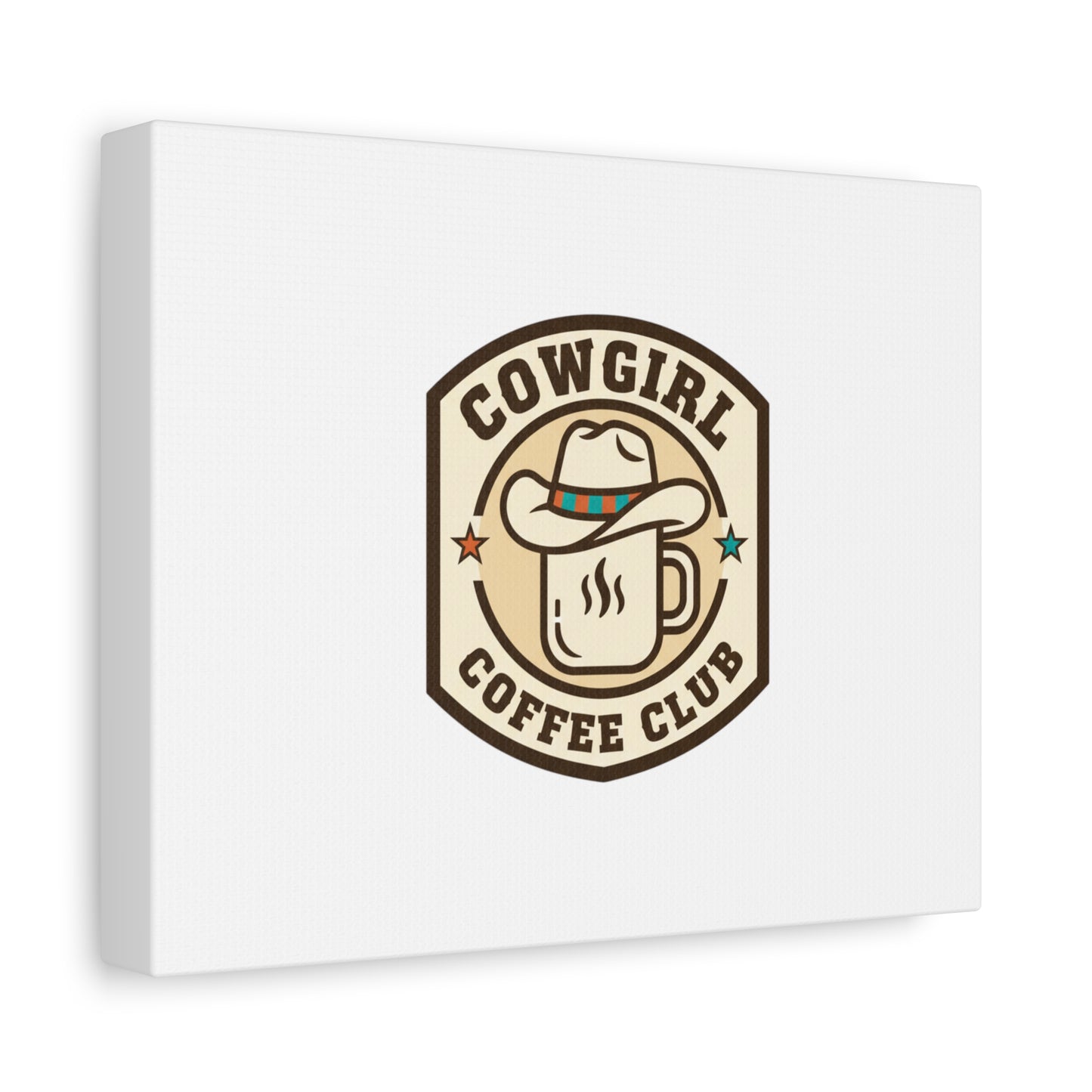 Cowgirl Coffee Club Canvas | Western Badge Typography, Rustic Emblem