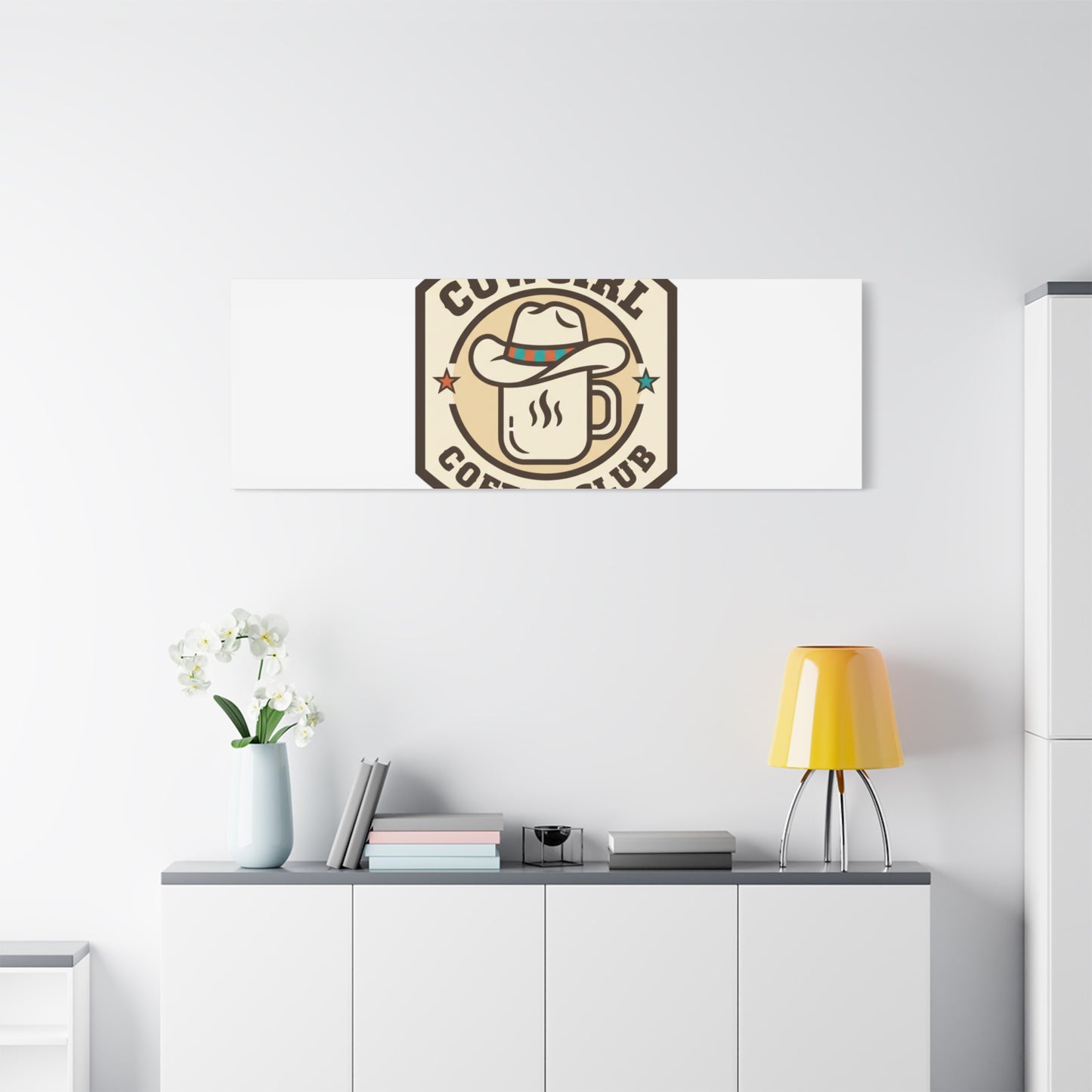 Cowgirl Coffee Club Canvas | Western Badge Typography, Rustic Emblem