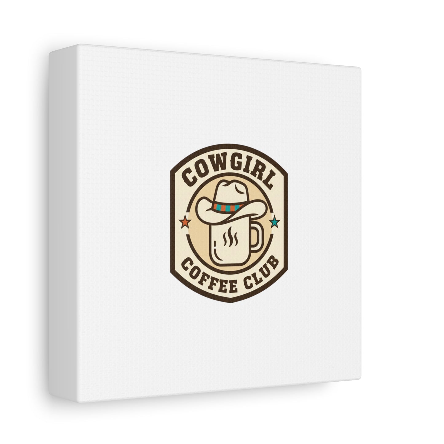 Cowgirl Coffee Club Canvas | Western Badge Typography, Rustic Emblem