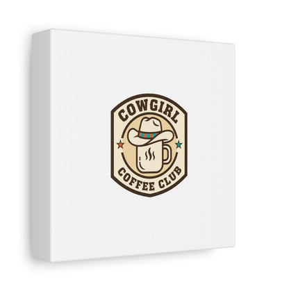 Cowgirl Coffee Club Canvas | Western Badge Typography, Rustic Emblem