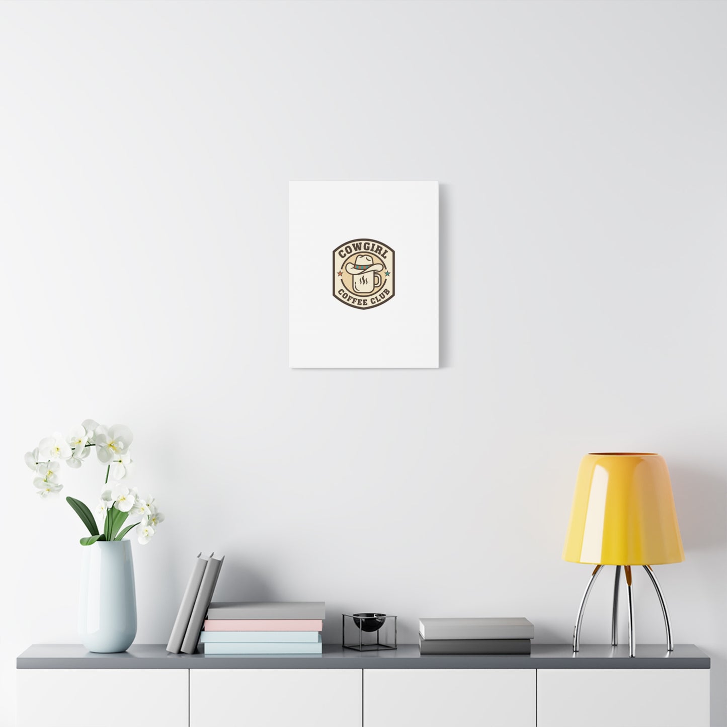 Cowgirl Coffee Club Canvas | Western Badge Typography, Rustic Emblem
