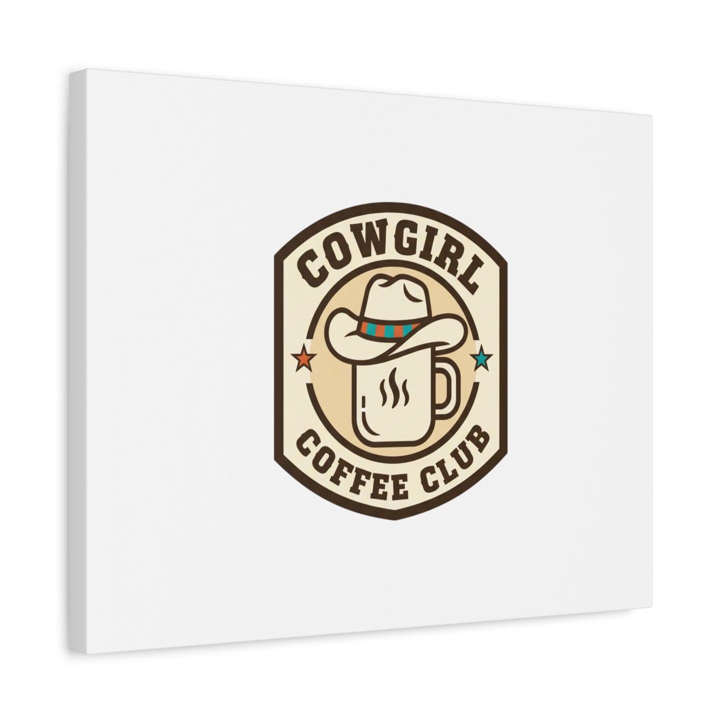 Cowgirl Coffee Club Canvas | Western Badge Typography, Rustic Emblem