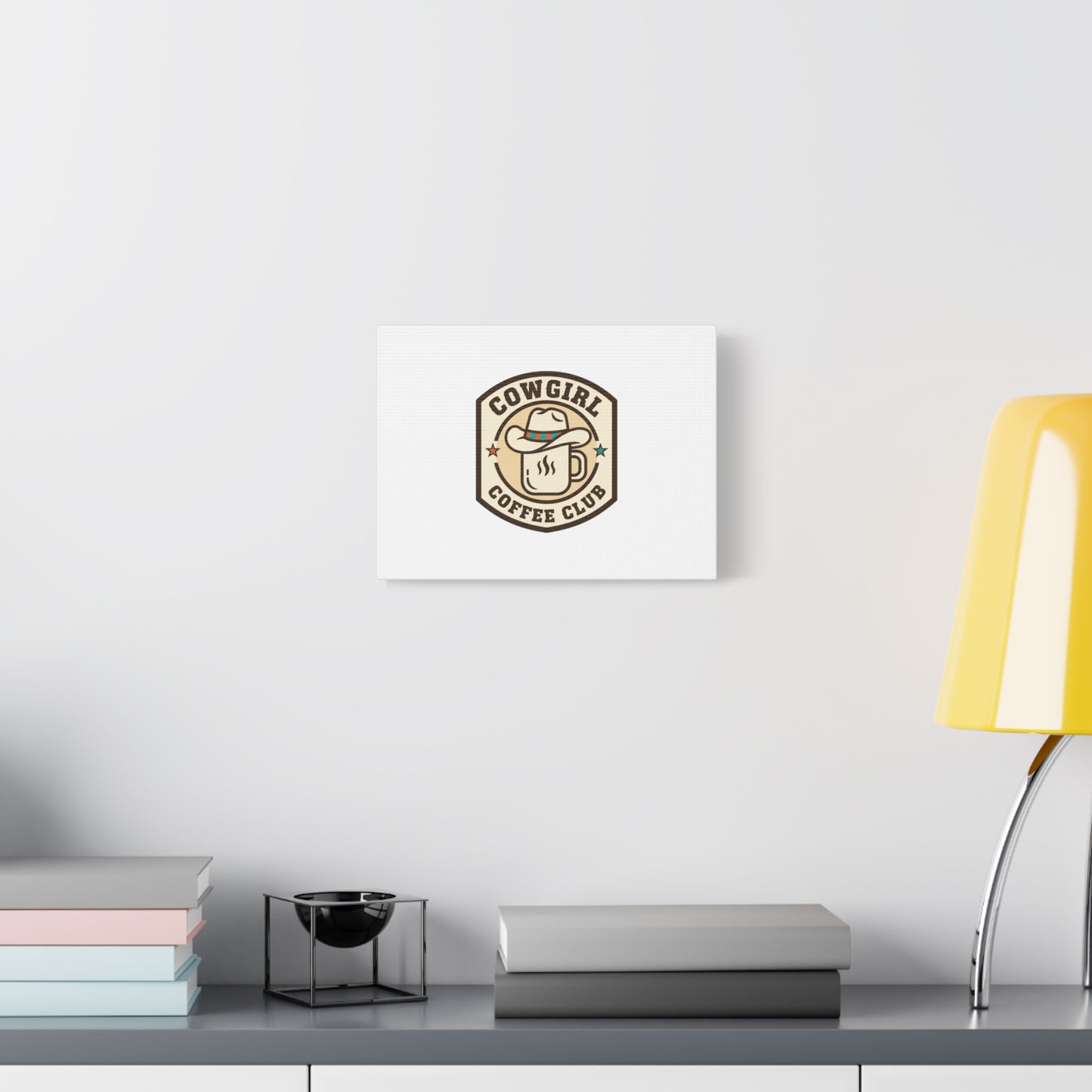 Cowgirl Coffee Club Canvas | Western Badge Typography, Rustic Emblem