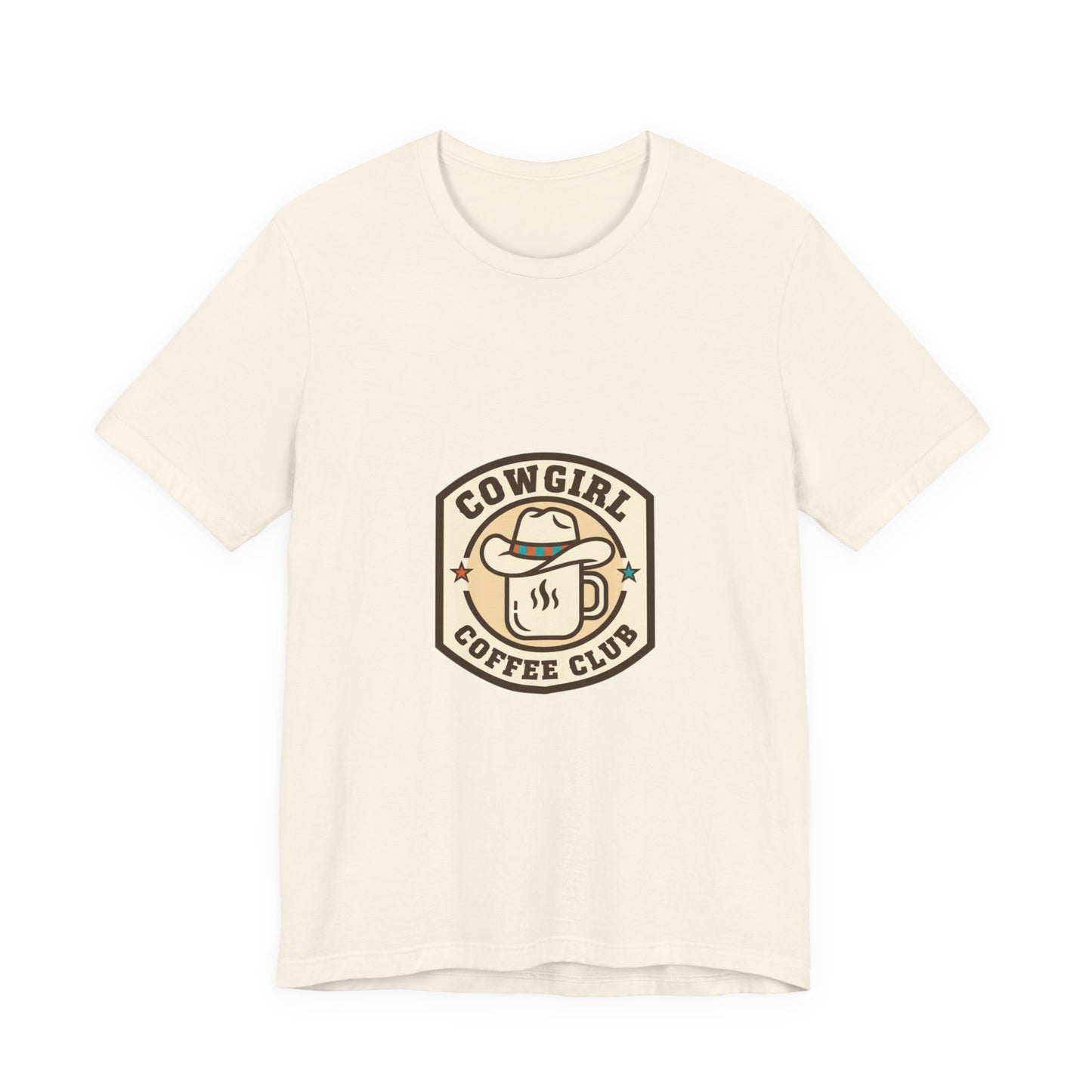 Cowgirl Coffee Club Tee | Western Badge Typography, Rustic Collegiate Shirt