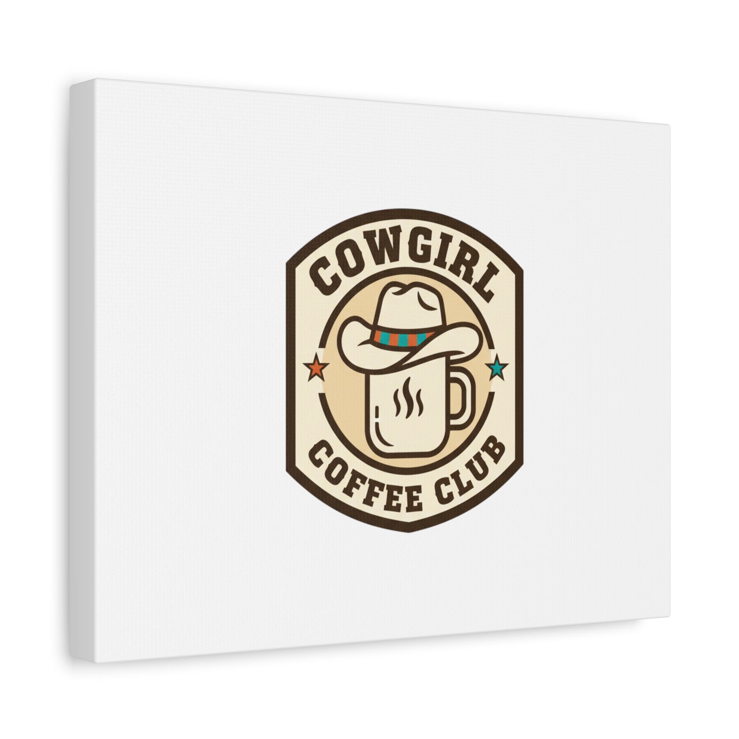 Cowgirl Coffee Club Canvas | Western Badge Typography, Rustic Emblem