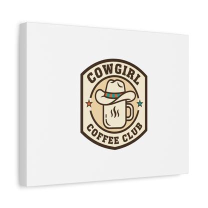 Cowgirl Coffee Club Canvas | Western Badge Typography, Rustic Emblem