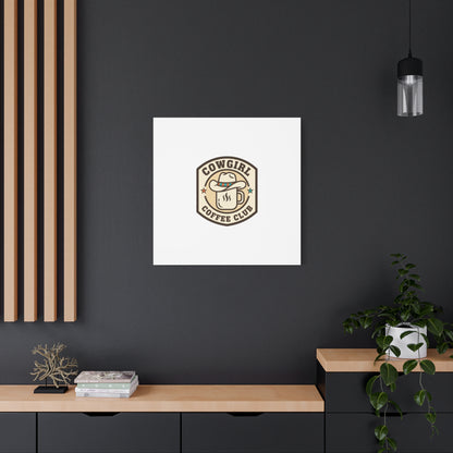 Cowgirl Coffee Club Canvas | Western Badge Typography, Rustic Emblem