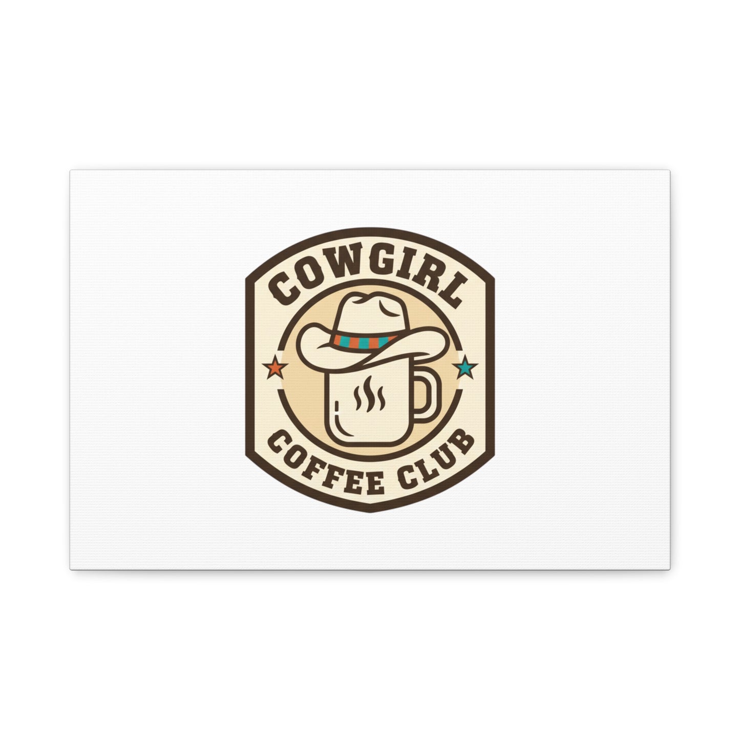 Cowgirl Coffee Club Canvas | Western Badge Typography, Rustic Emblem