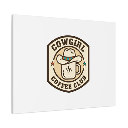 Cowgirl Coffee Club Canvas | Western Badge Typography, Rustic Emblem