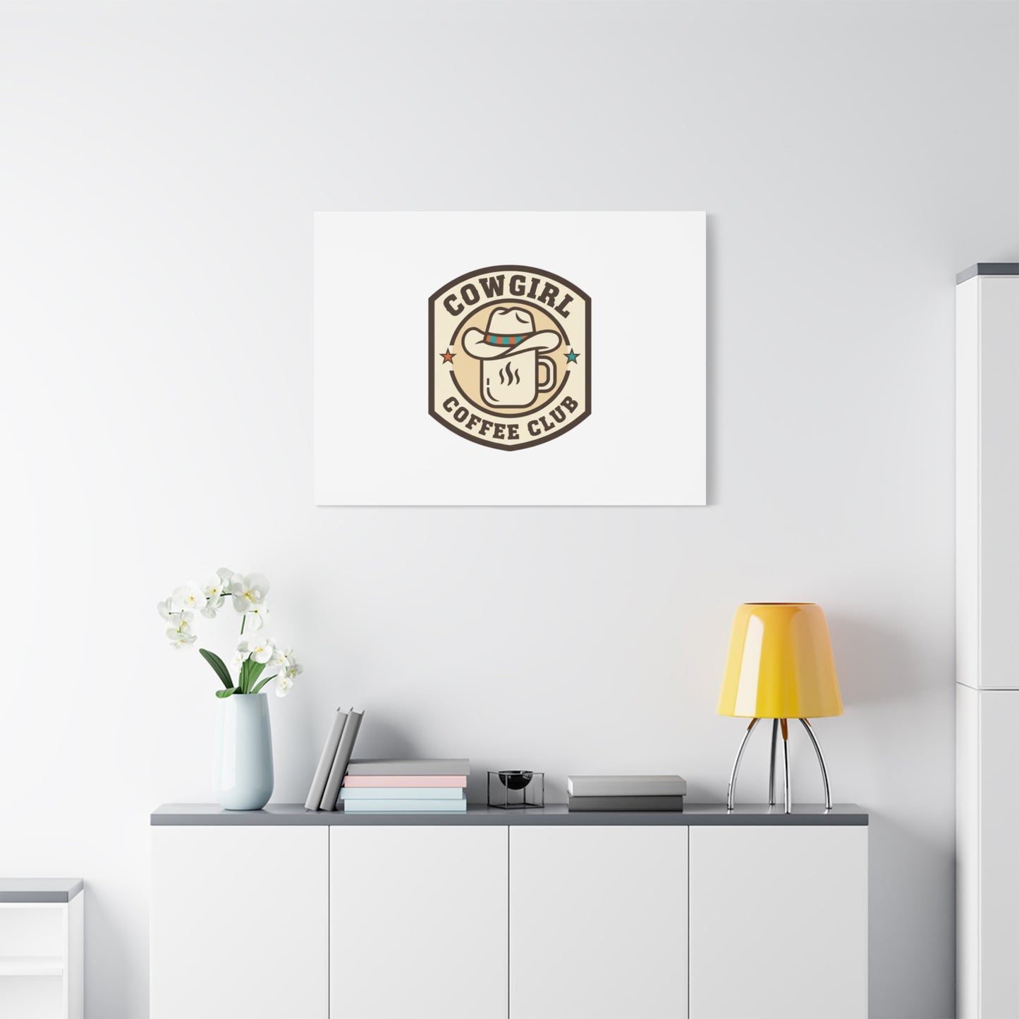 Cowgirl Coffee Club Canvas | Western Badge Typography, Rustic Emblem